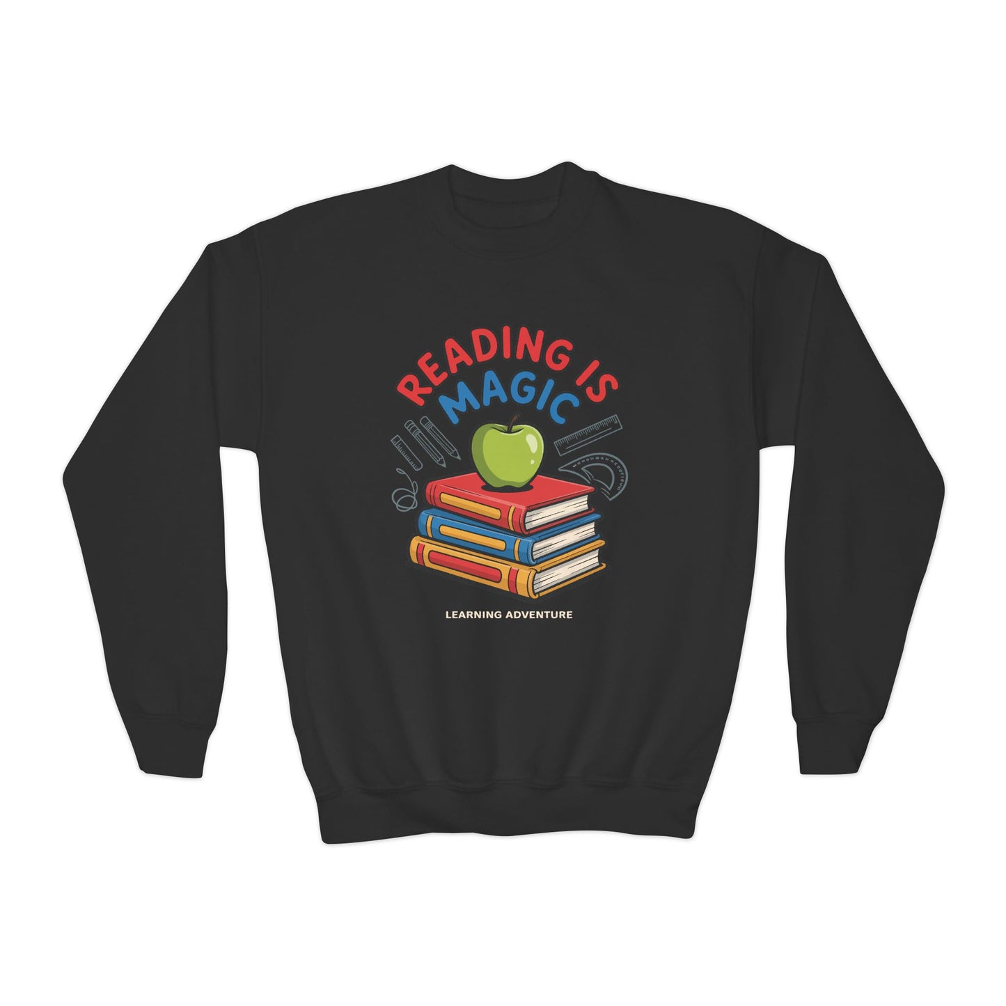 Reading Is Magic Youth Crewneck Sweatshirt – Kids Book Lover Graphic Pullover TEEZOCA