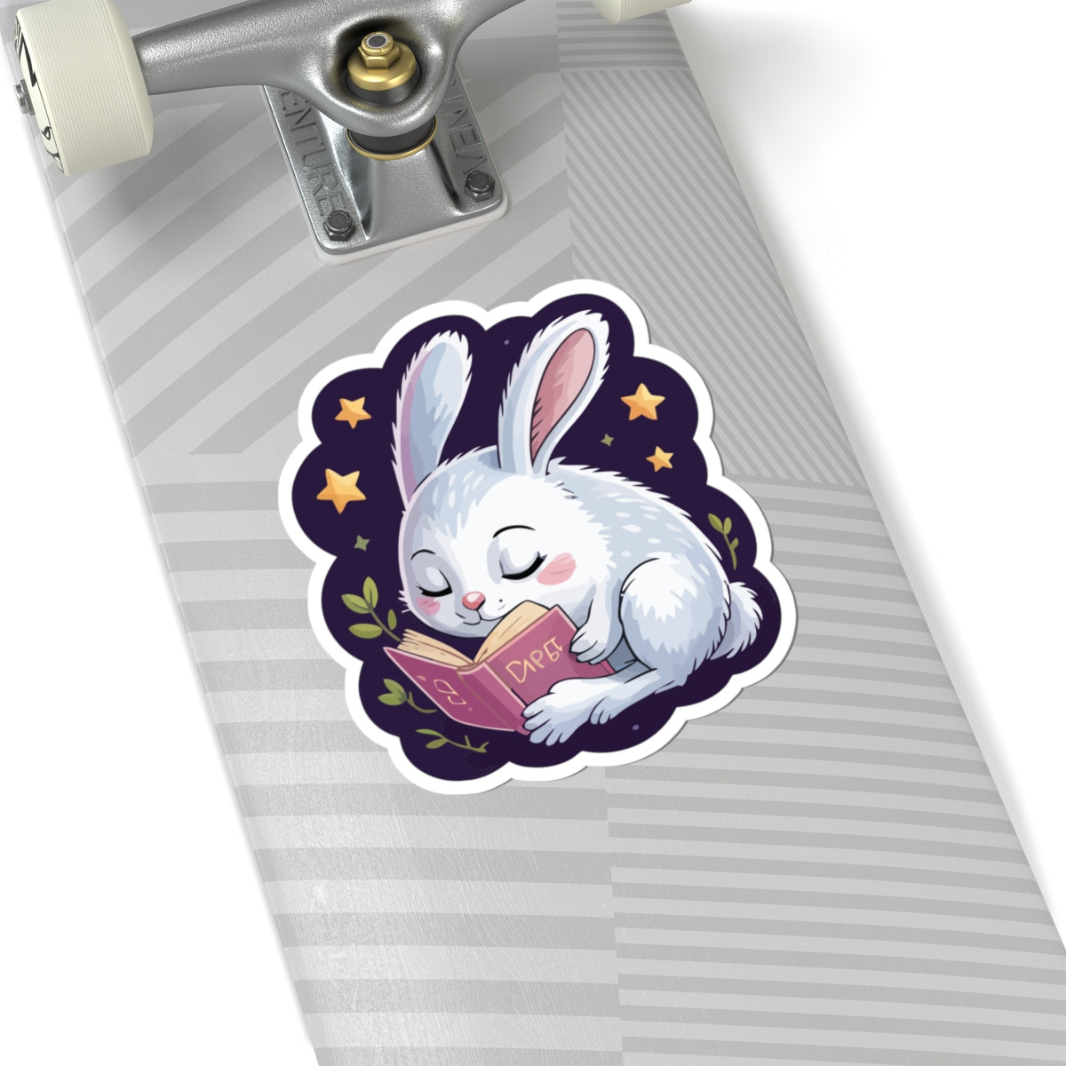 TEEZOCA cute reading bunny sticker with cozy night stars