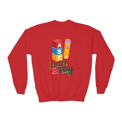 Kids 'Learn & Play' Crewneck Sweatshirt — ABC Blocks & Pencil Preschool Tee TEEZOCA