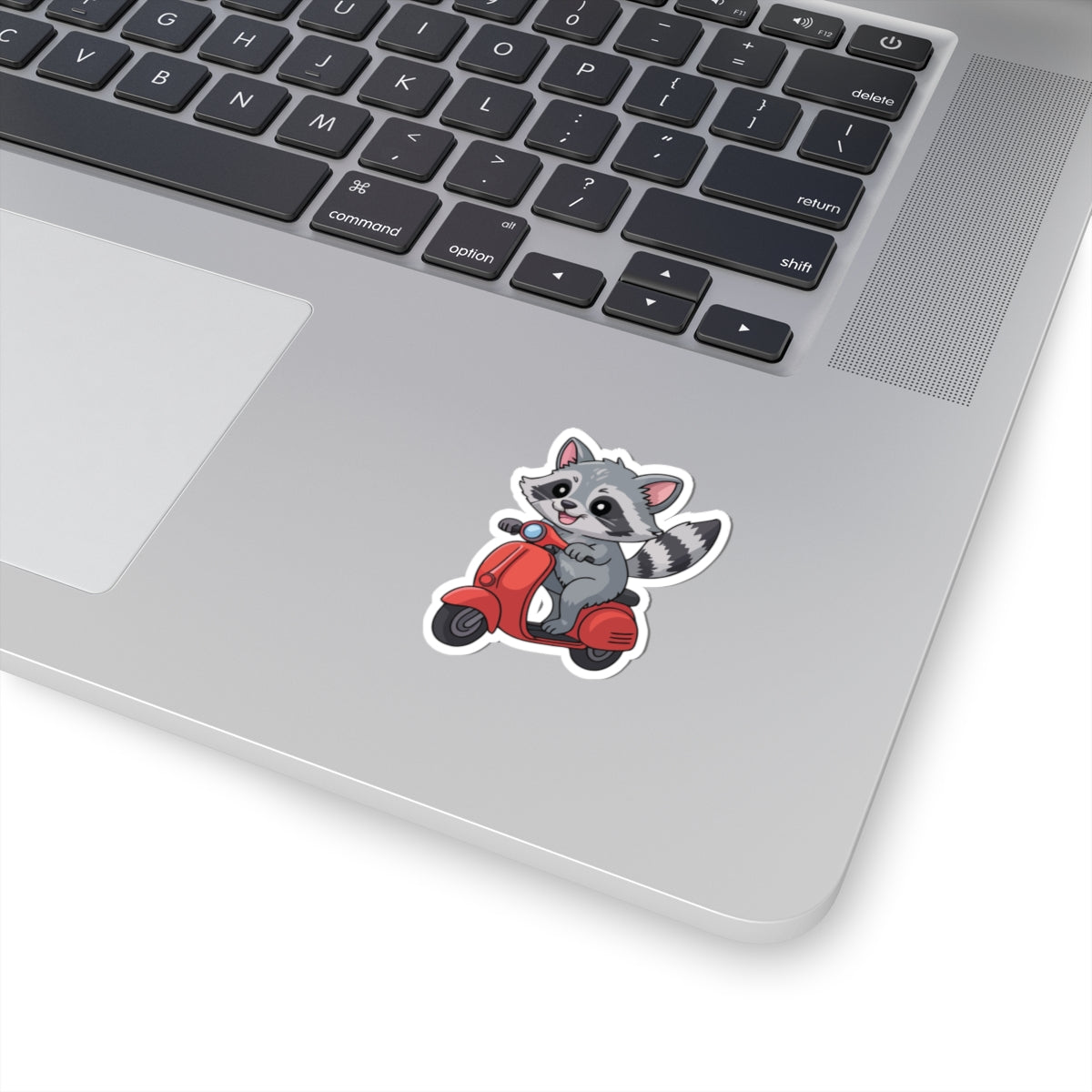 TEEZOCA cute raccoon riding scooter sticker