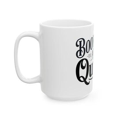TEEZOCA ceramic mug displaying Bookmarks Are for Quitters book-themed artwork