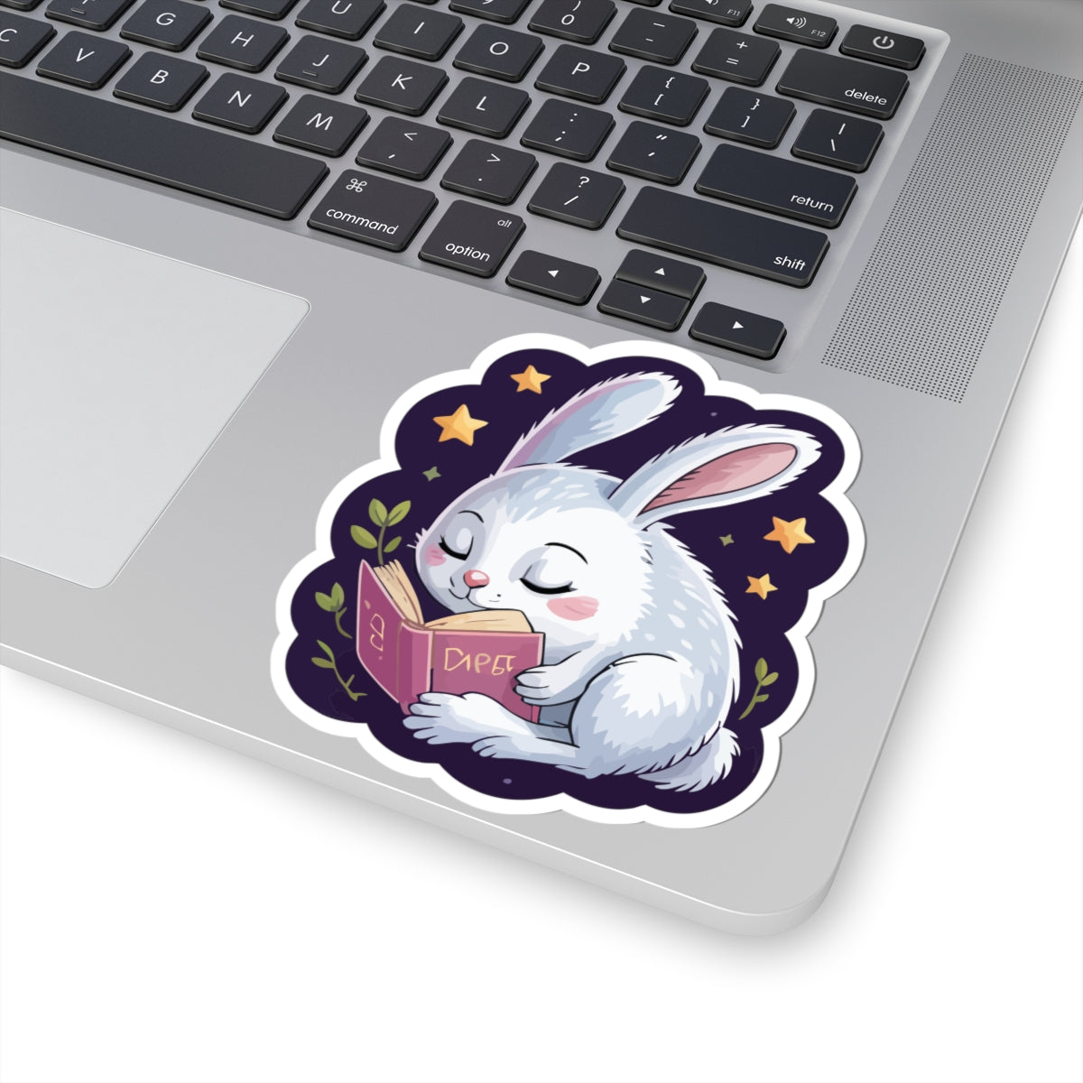 TEEZOCA cute reading bunny sticker with cozy night stars