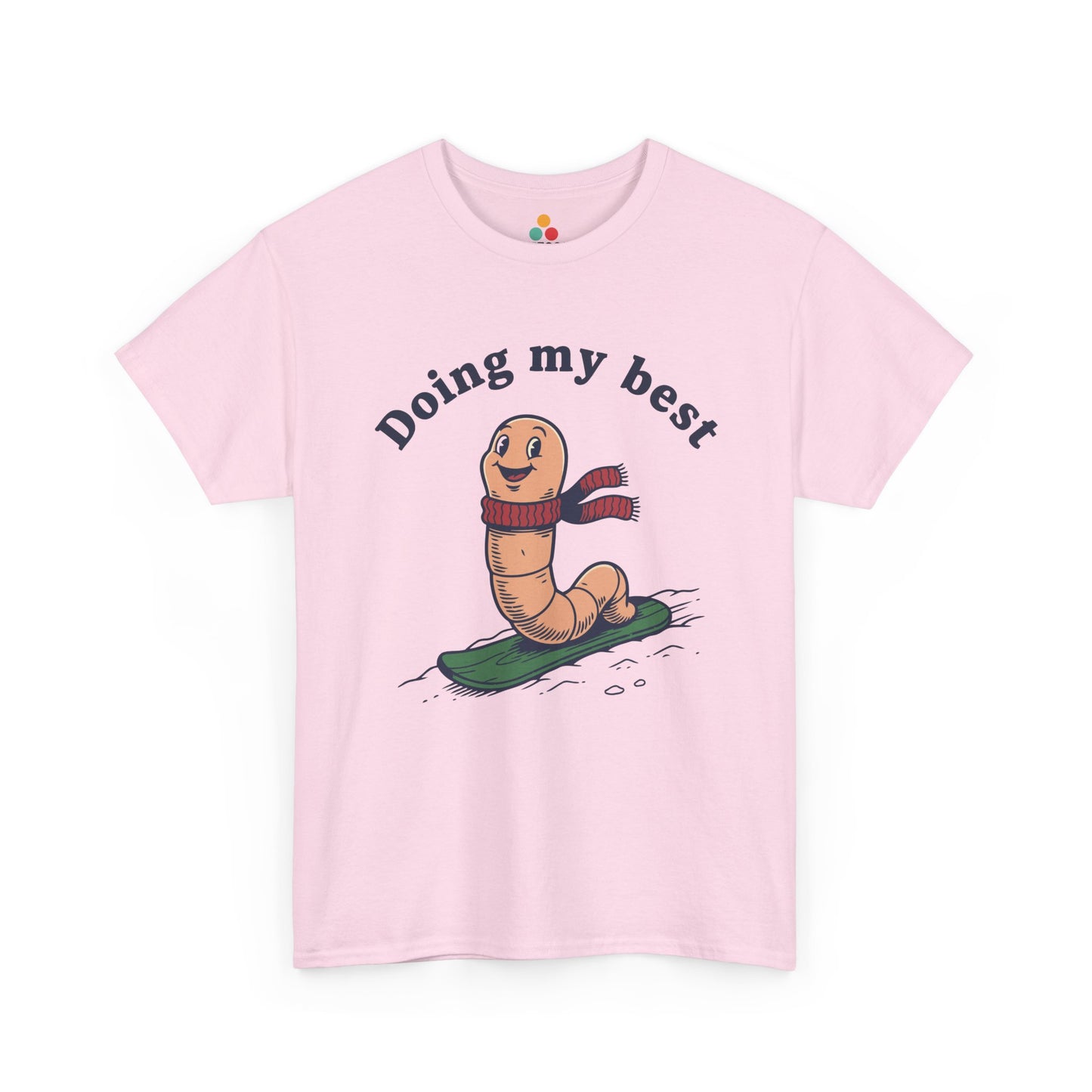 Funny Worm Snowboarding T-Shirt - "Doing My Best" Cute Winter Graphic Tee | TEEZOCA 