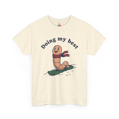 Funny Worm Snowboarding T-Shirt - "Doing My Best" Cute Winter Graphic Tee | TEEZOCA 
