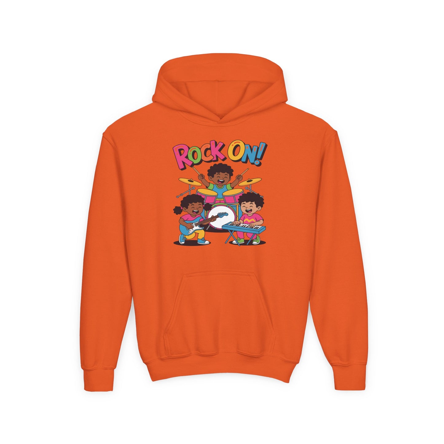 Rock On Kids Hoodie – Fun Music Band Illustration | TEEZOCA 