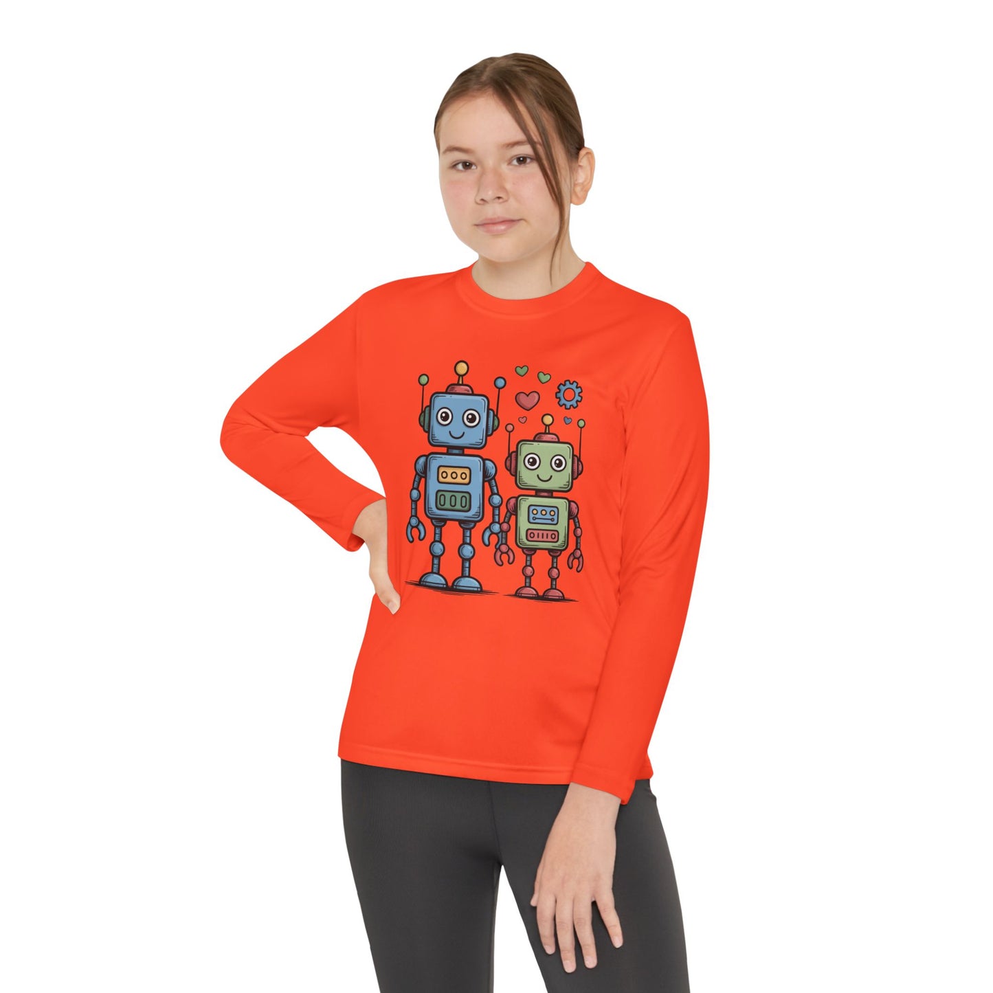 Cute Robot Friends Kids Long Sleeve T-Shirt | TEEZOCA 