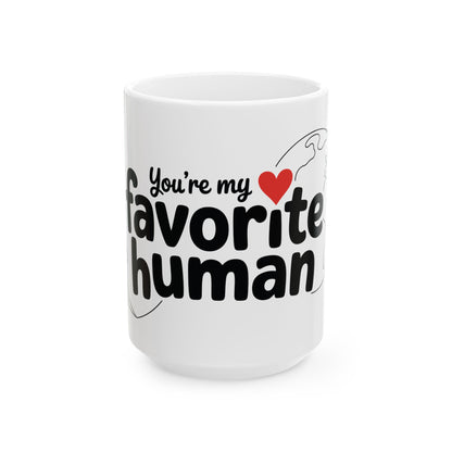 TEEZOCA You’re My Favorite Human ceramic mug with heart design