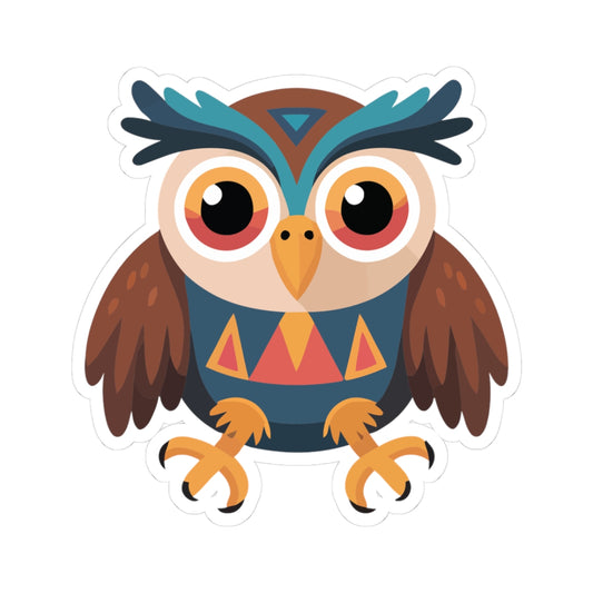 TEEZOCA geometric tribal owl sticker with bold colors