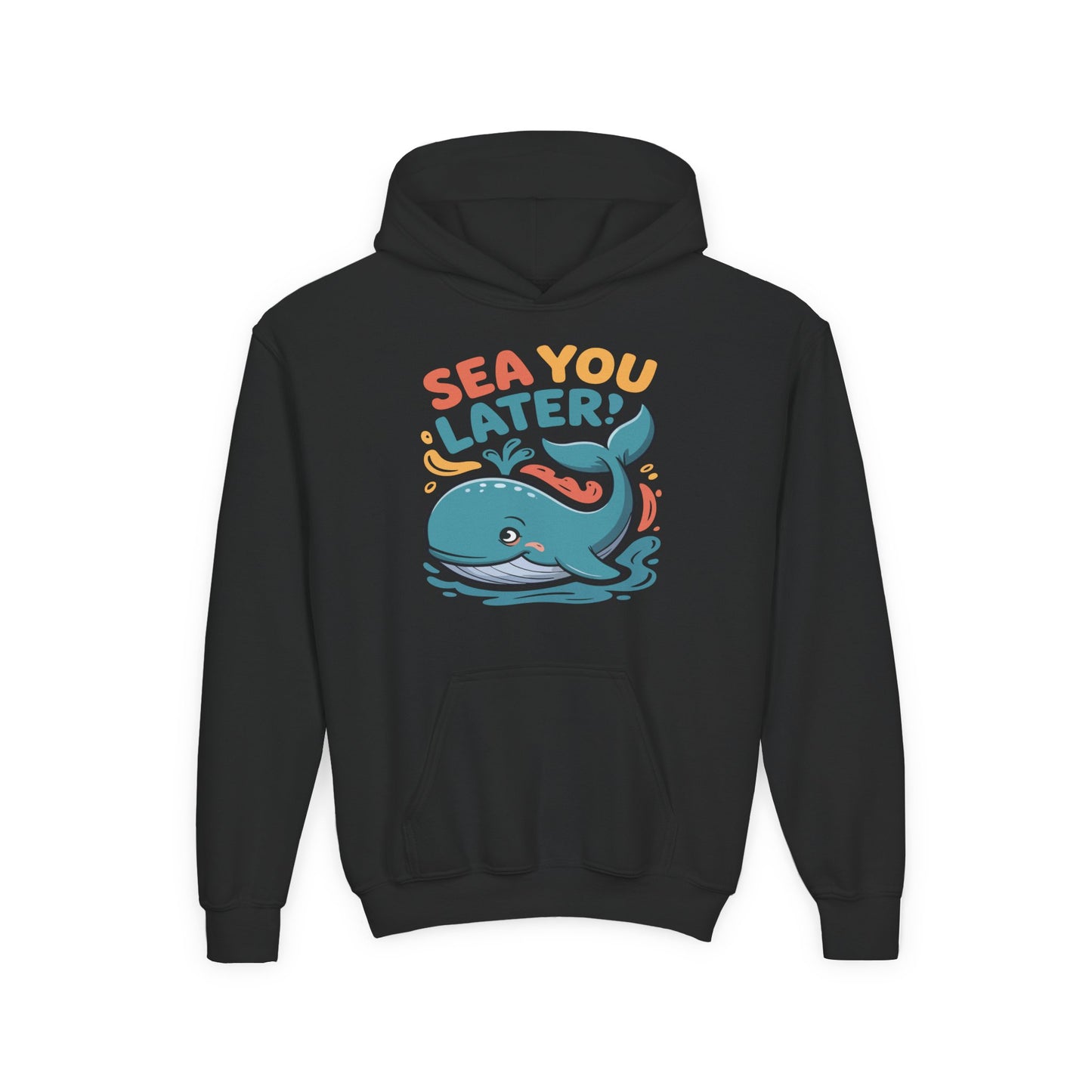 Sea You Later Whale Hoodie — Cute Kids Ocean Graphic Hooded Sweatshirt TEEZOCA