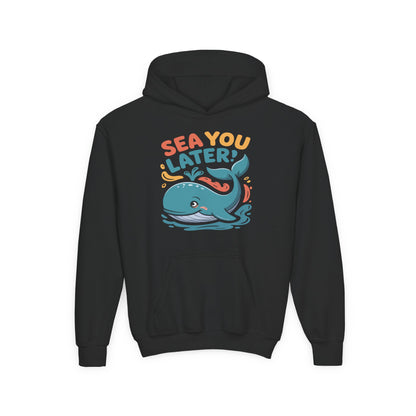 Sea You Later Whale Hoodie — Cute Kids Ocean Graphic Hooded Sweatshirt TEEZOCA