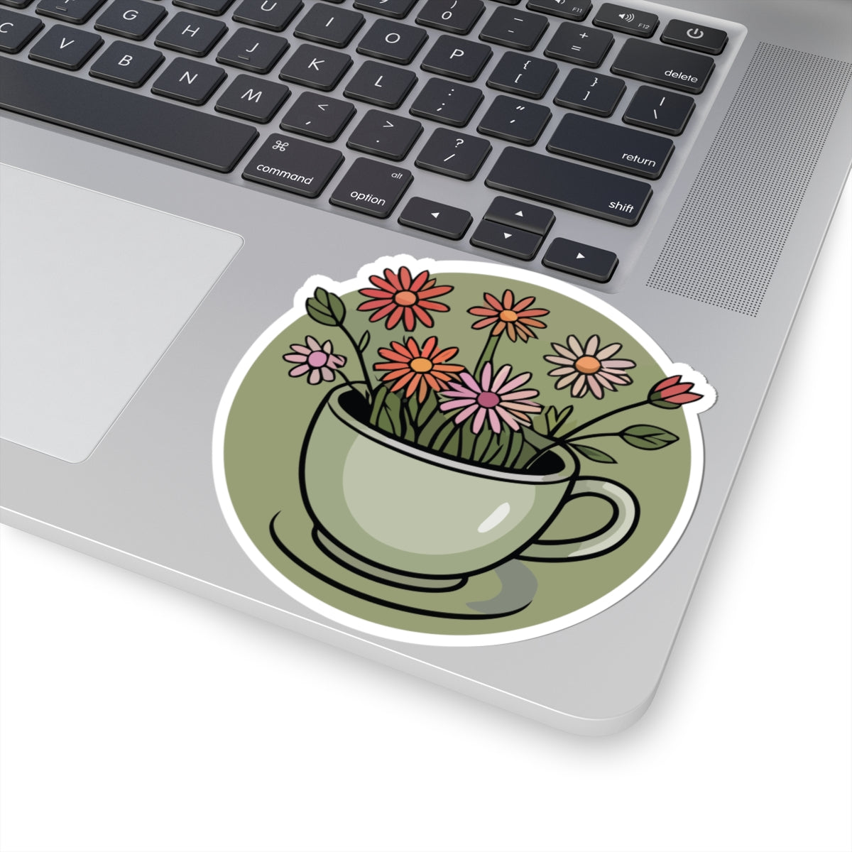 TEEZOCA cute floral teacup sticker illustration