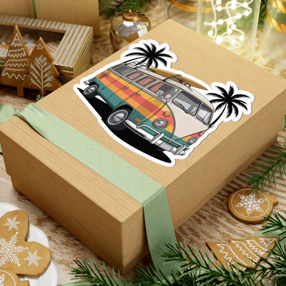 TEEZOCA vintage road trip sticker surfboard roof camper van tropical vibe artwork