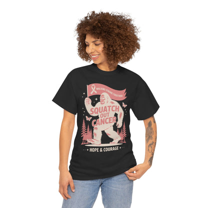 Squatch Out Cancer Hope & Courage Breast Cancer Awareness Unisex T-shirt | TEEZOCA 