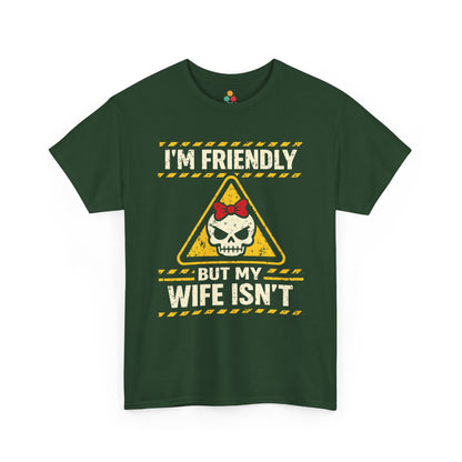I'm Friendly But My Wife Isn't T-Shirt – Yellow Hazard Skull Tee | TEEZOCA 