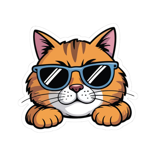TEEZOCA cool cat sticker with sunglasses