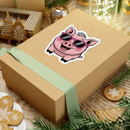 TEEZOCA cartoon pig sticker wearing sunglasses