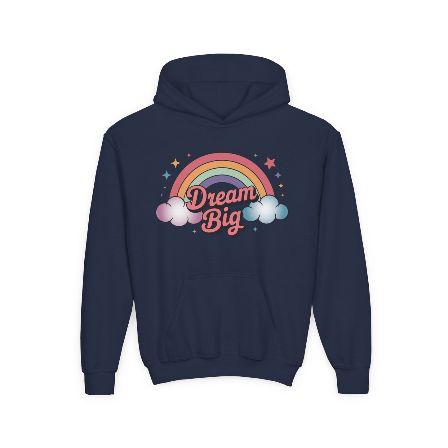 Youth Hoodie — 'Dream Big' Rainbow Graphic Kids Pullover TEEZOCA