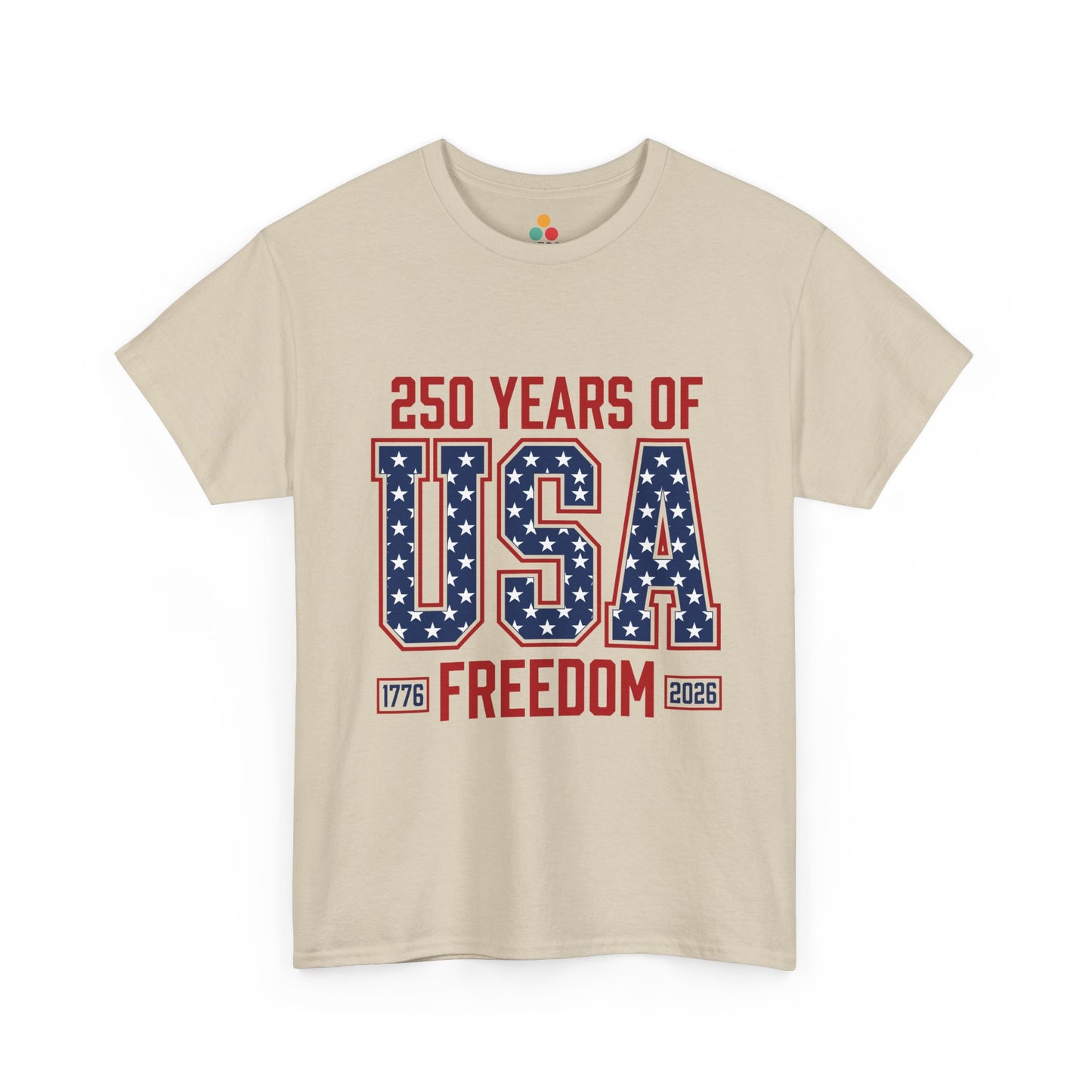 250 Years of USA Freedom Beige T-Shirt – Retro Patriotic Gift for Men and Women | TEEZOCA 
