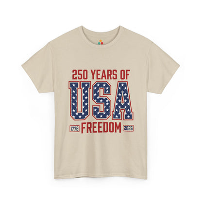250 Years of USA Freedom Beige T-Shirt – Retro Patriotic Gift for Men and Women | TEEZOCA 