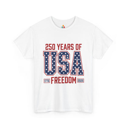 250 Years of USA Freedom White T-Shirt – Retro Patriotic Gift for Men and Women | TEEZOCA 