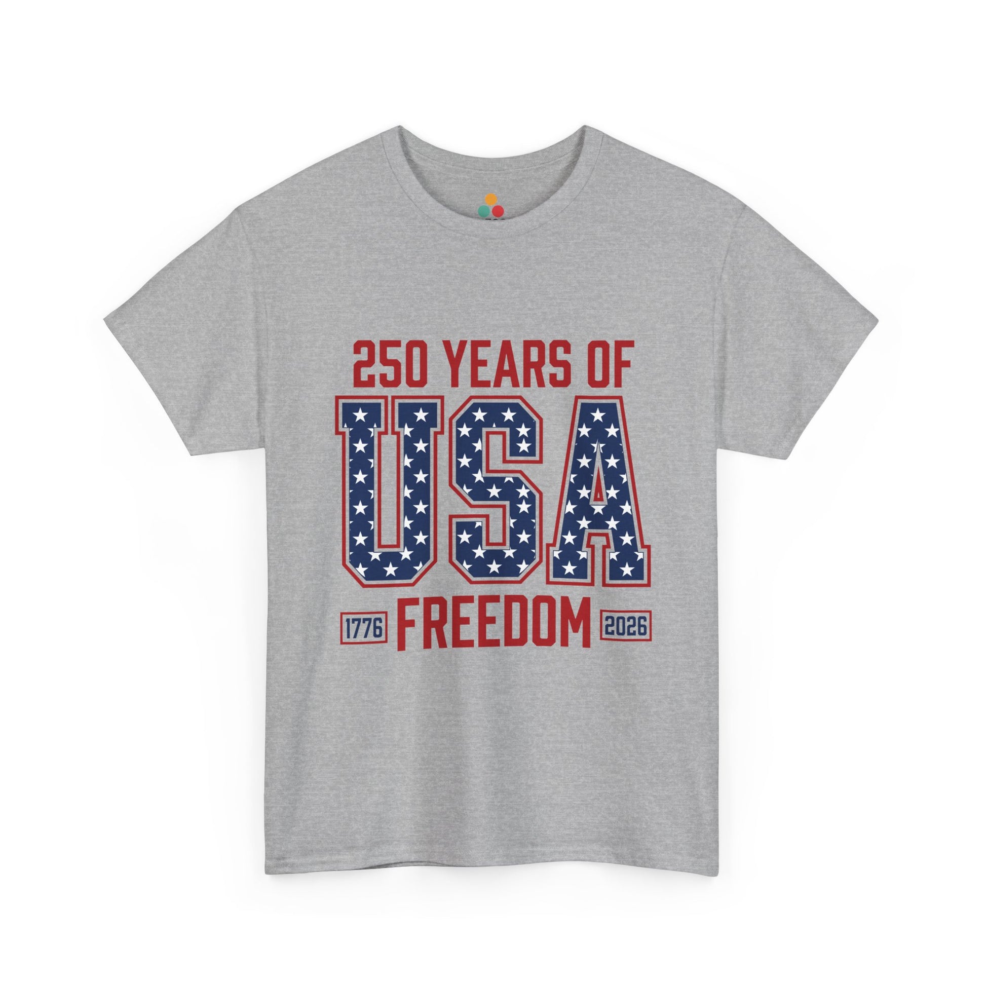 250 Years of USA Freedom heather grey T-Shirt – Retro Patriotic Gift for Men and Women | TEEZOCA 