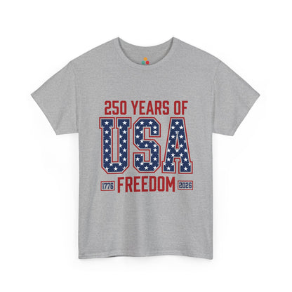 250 Years of USA Freedom heather grey T-Shirt – Retro Patriotic Gift for Men and Women | TEEZOCA 