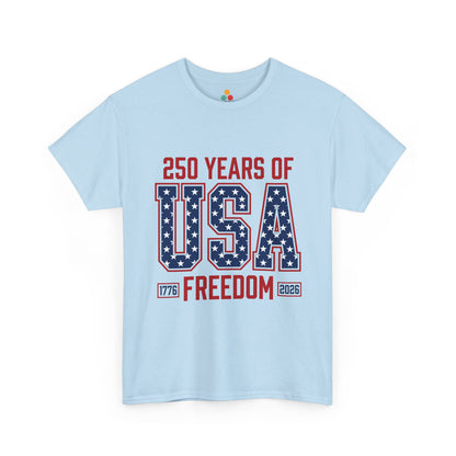 250 Years of USA Freedom light blue T-Shirt – Retro Patriotic Gift for Men and Women | TEEZOCA 