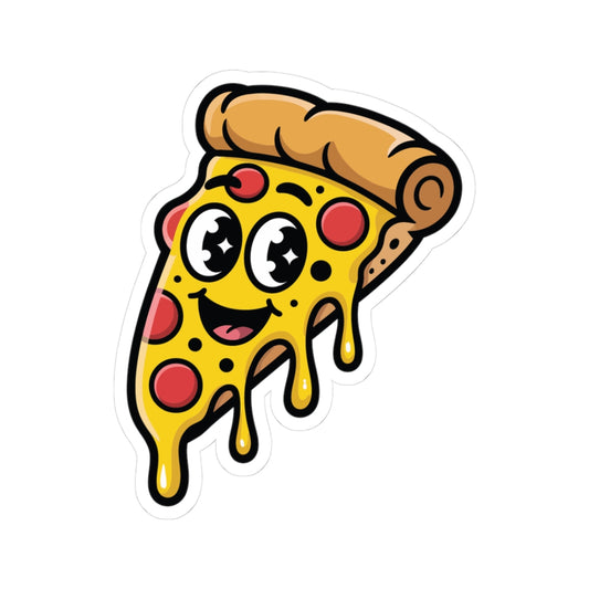 TEEZOCA cute melting pizza slice sticker with cheese drips and cartoon face