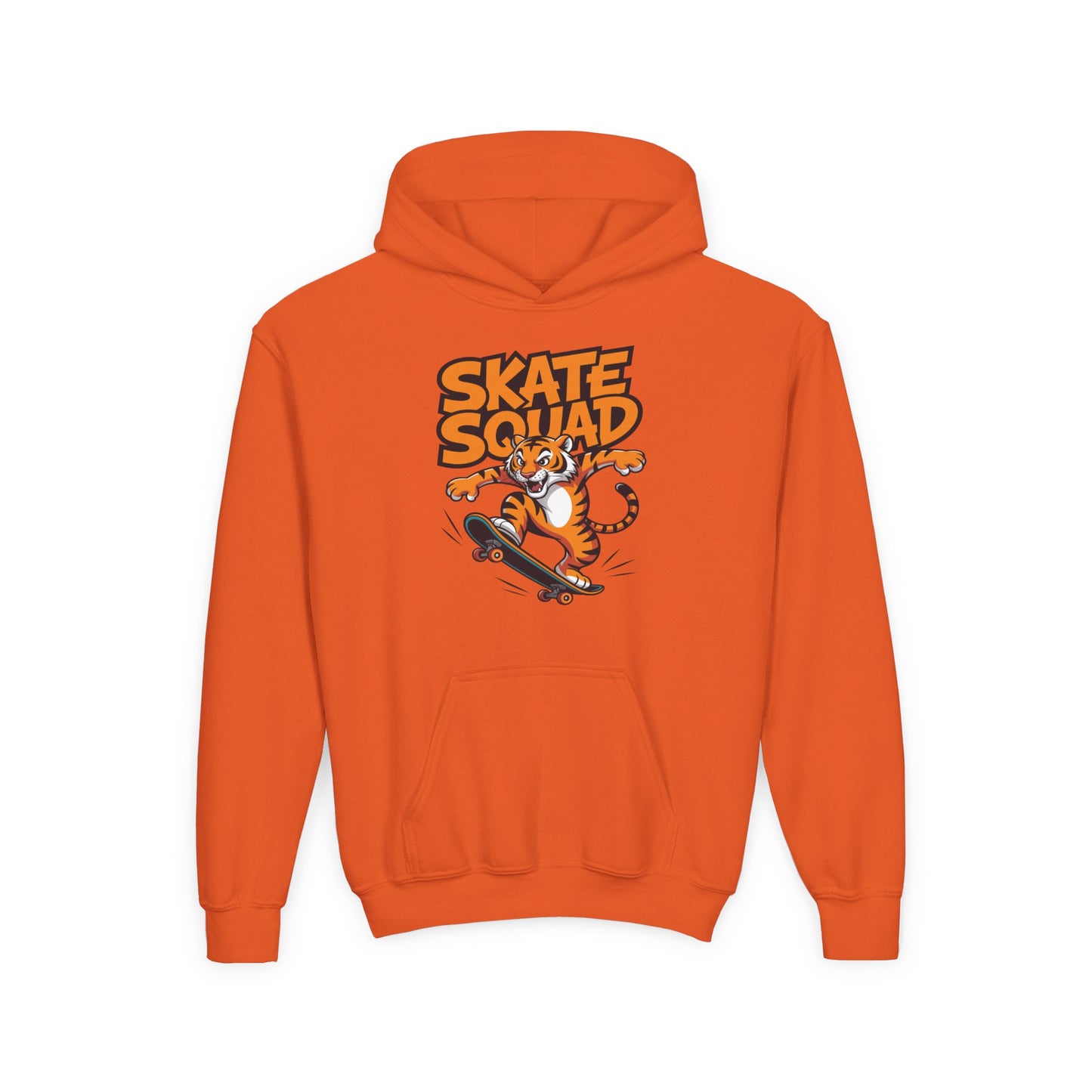 Youth Hoodie - 'Skate Squad' Tiger Skateboard Graphic Pullover TEEZOCA