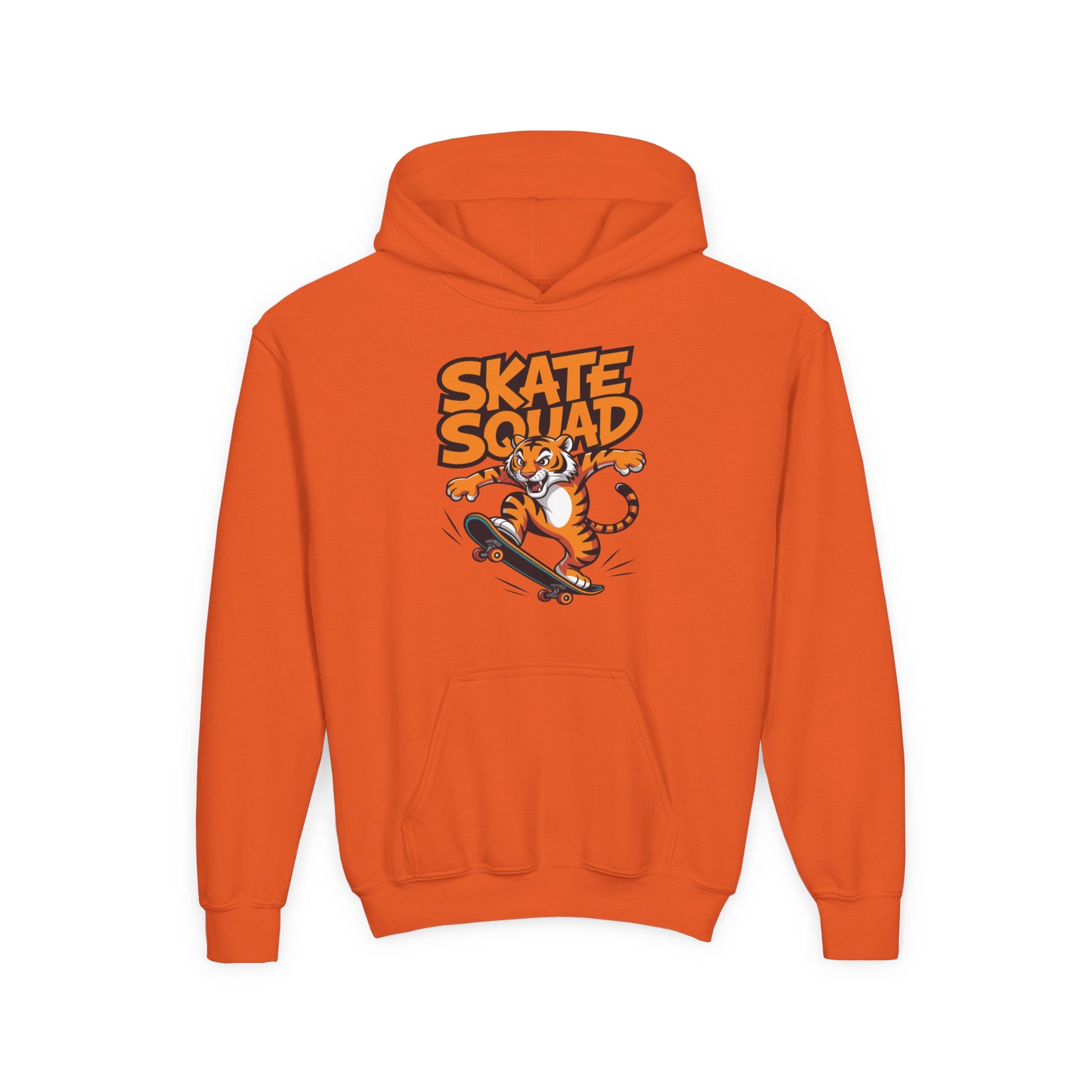 Youth Hoodie - 'Skate Squad' Tiger Skateboard Graphic Pullover TEEZOCA