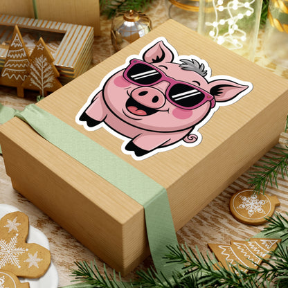 TEEZOCA cartoon pig sticker wearing sunglasses