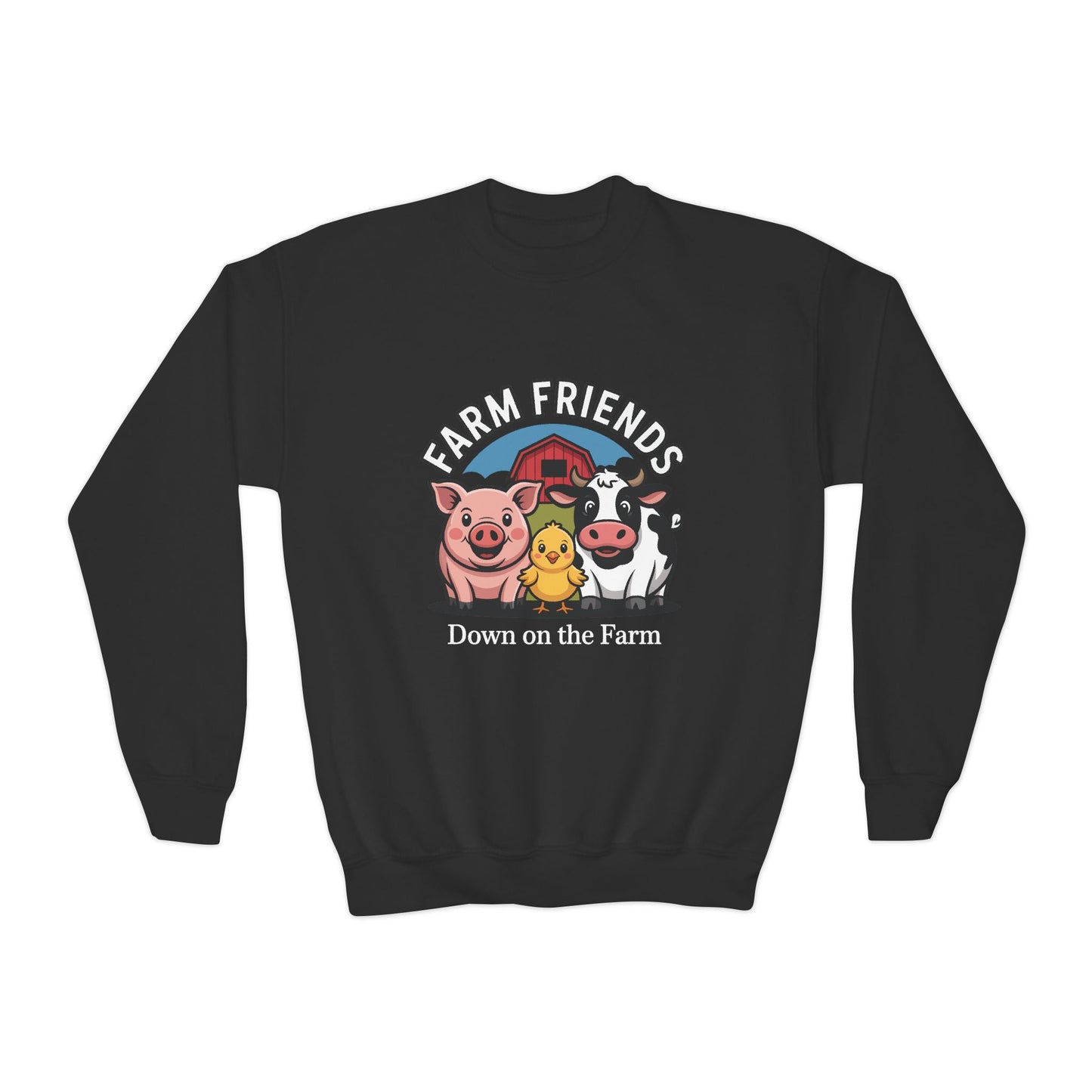 Farm Friends Youth Crewneck Sweatshirt — "Down on the Farm" Kids Pullover TEEZOCA