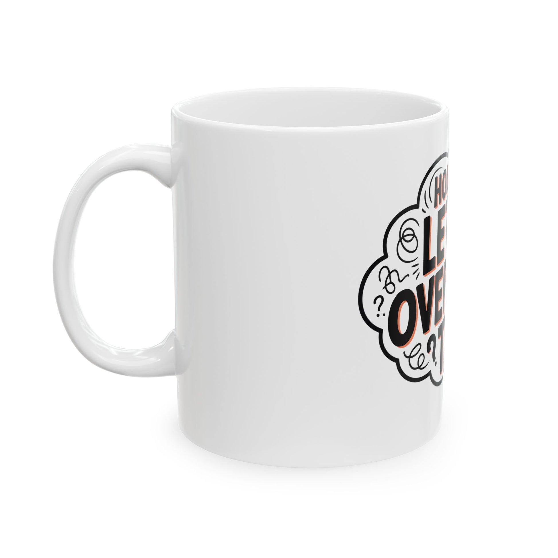 TEEZOCA funny coffee mug for overthinkers with bold typography