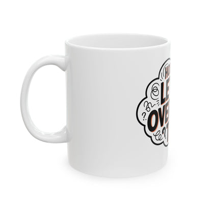 TEEZOCA funny coffee mug for overthinkers with bold typography