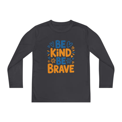 Be Kind Be Brave Youth Long Sleeve Tee — Positive Kids’ Motivational Shirt TEEZOCA