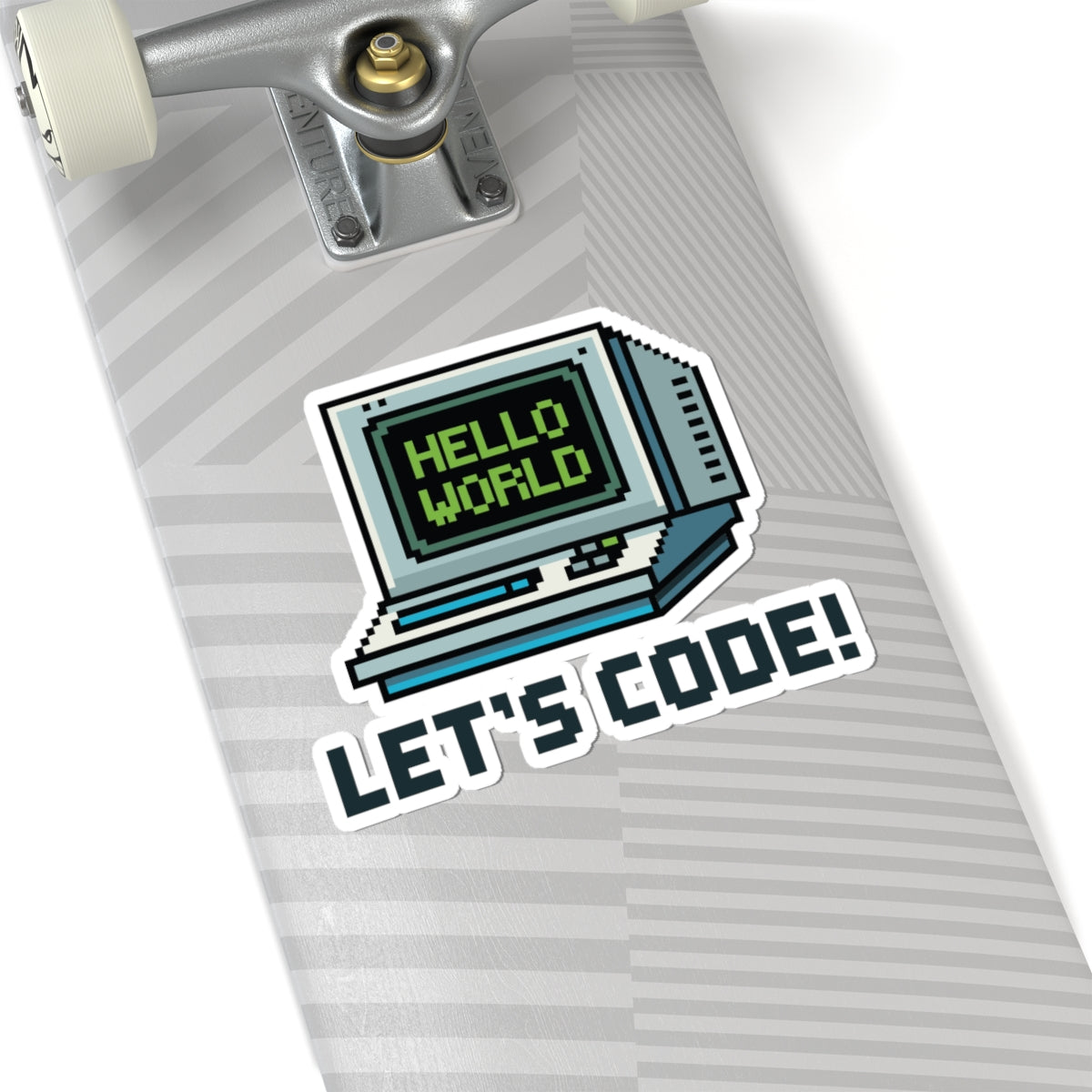 TEEZOCA hello world sticker retro computer pixel art lets code design