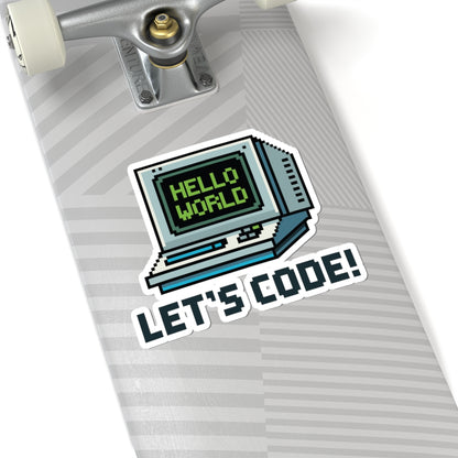 TEEZOCA hello world sticker retro computer pixel art lets code design
