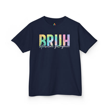 Bruh Here We Go Again Funny Retro Pastel  Kids T-shirt | TEEZOCA trendy meme-style BRUH Kids T-shirt