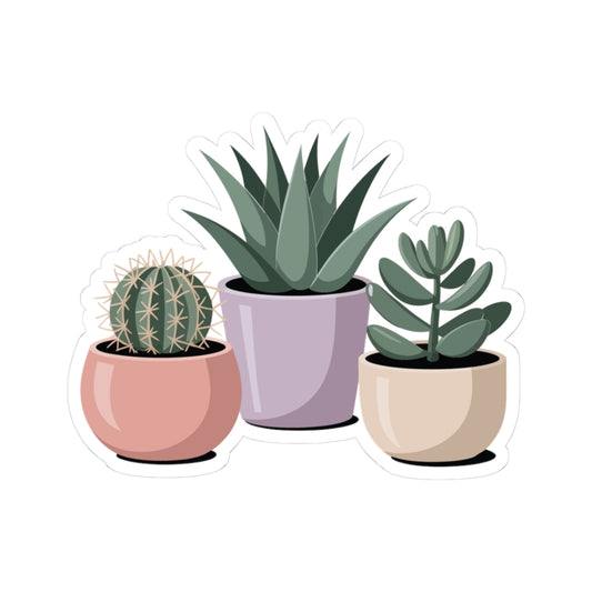 TEEZOCA potted succulent plants sticker with minimalist pastel pots