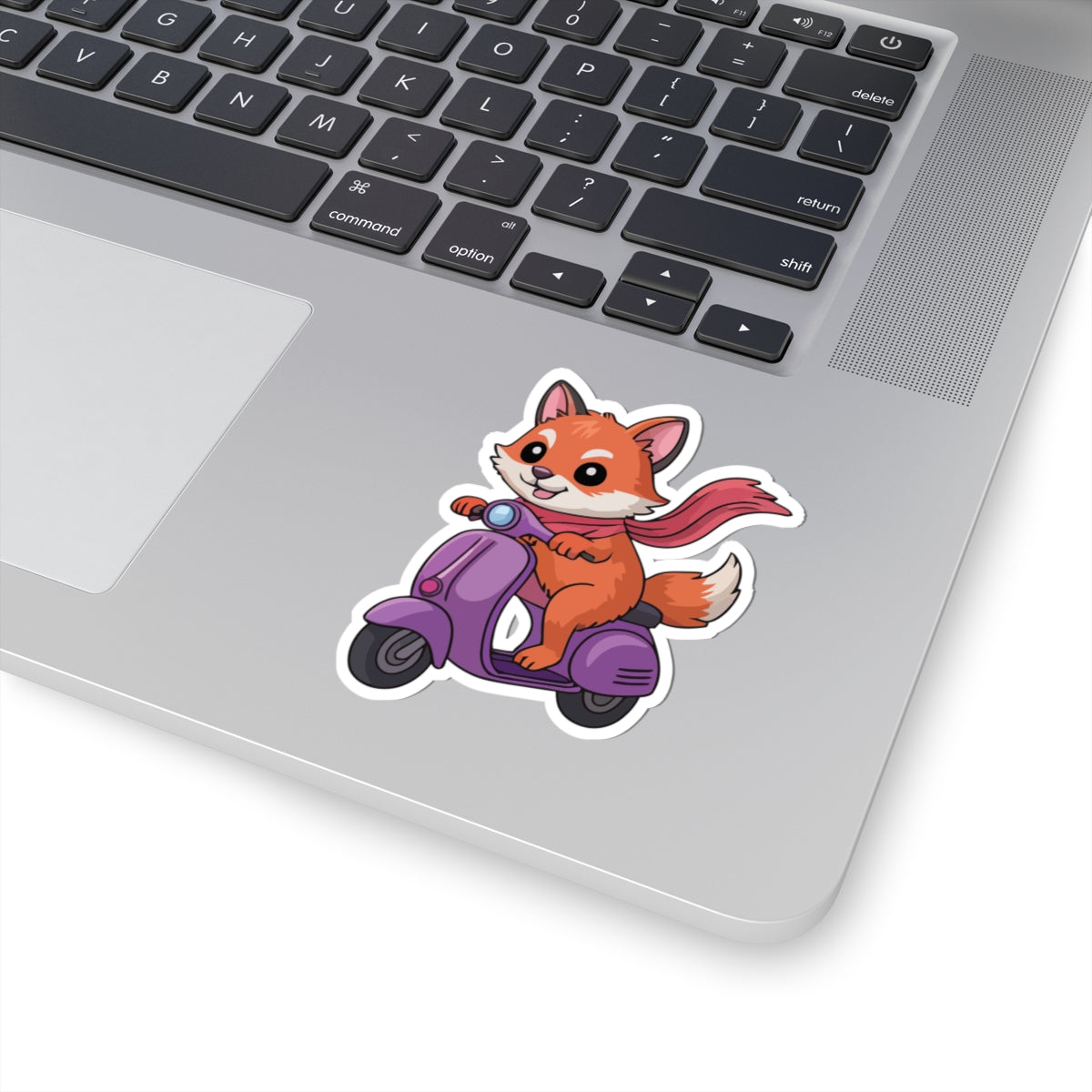 TEEZOCA cartoon fox sticker with scarf on scooter