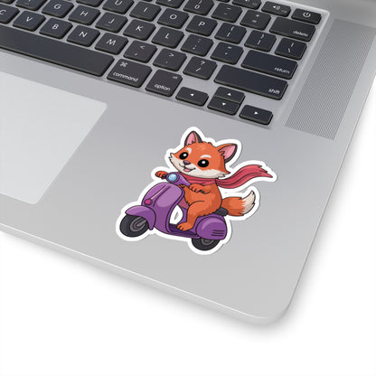 TEEZOCA cartoon fox sticker with scarf on scooter
