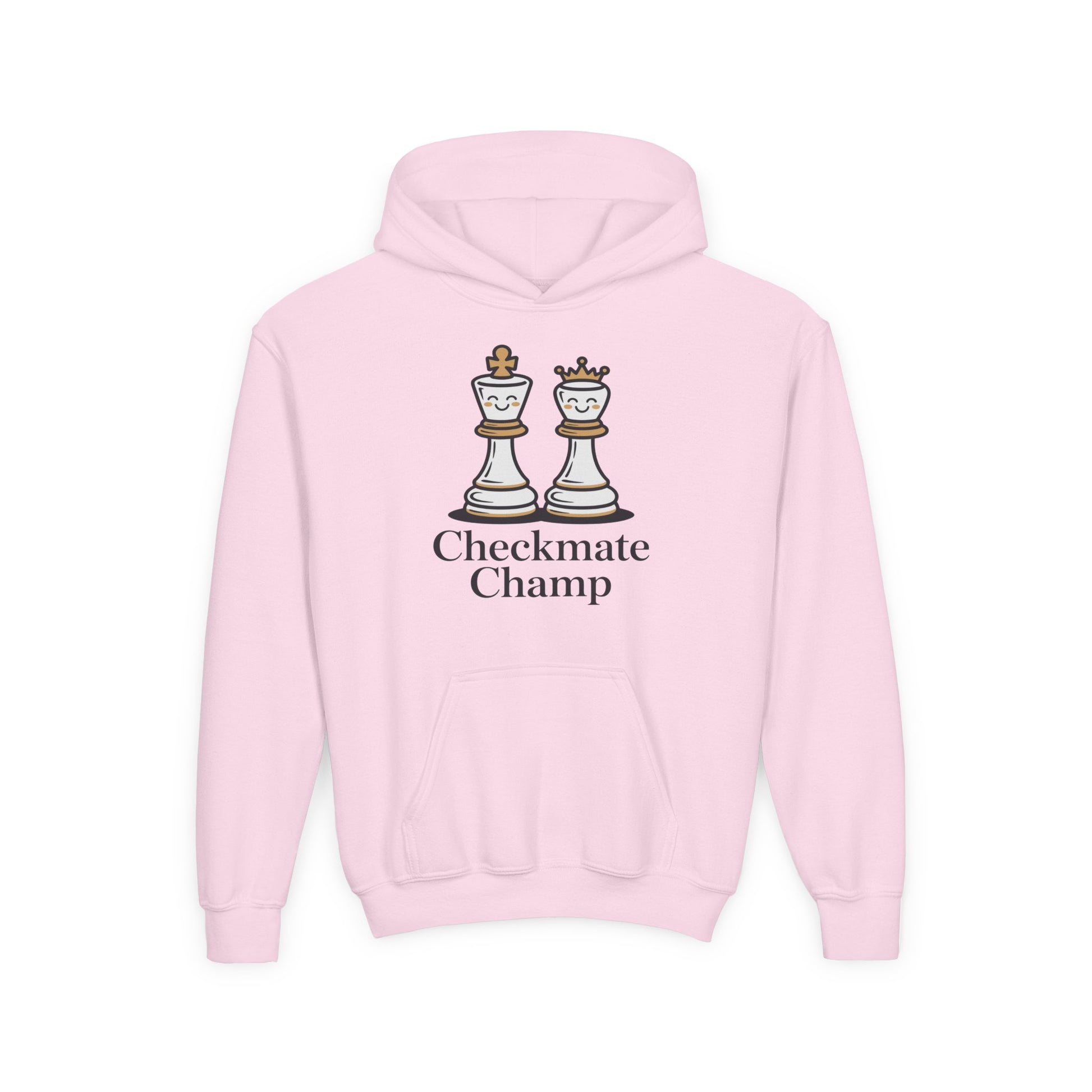 Youth Hoodie — "Checkmate Champ" Chess King & Queen Kids Pullover TEEZOCA