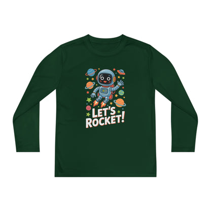 Kids Long Sleeve Tee - 'Let's Rocket!' Space Astronaut Graphic TEEZOCA
