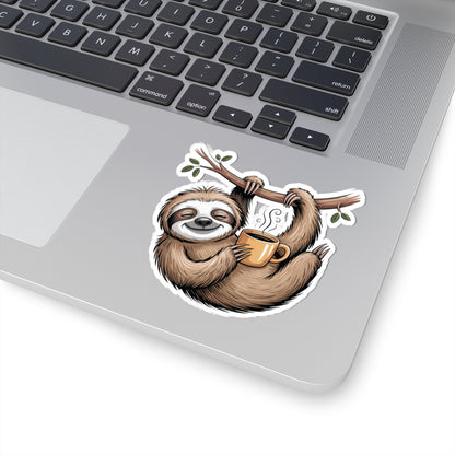 TEEZOCA funny sloth coffee sticker perfect for slow mornings and chill vibes