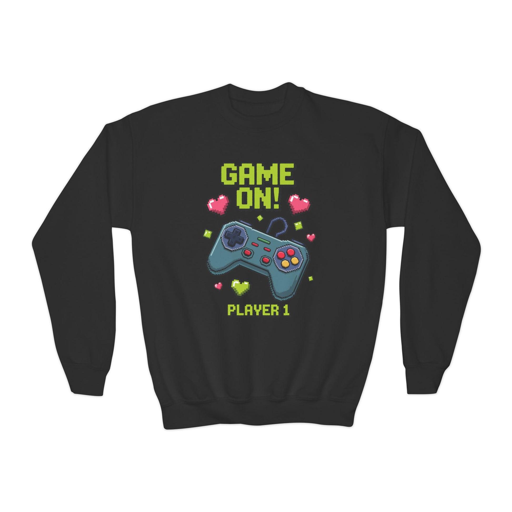 Game On Controller Sweatshirt — 'Player 1' Youth Gaming Crewneck TEEZOCA