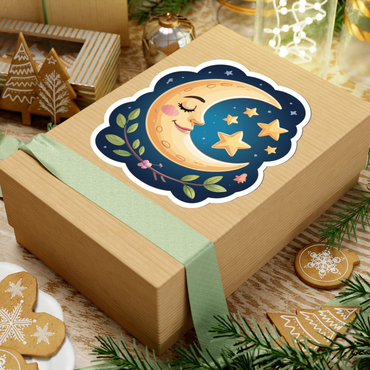 TEEZOCA cute moon and stars sticker for laptop planner and cozy aesthetic decor