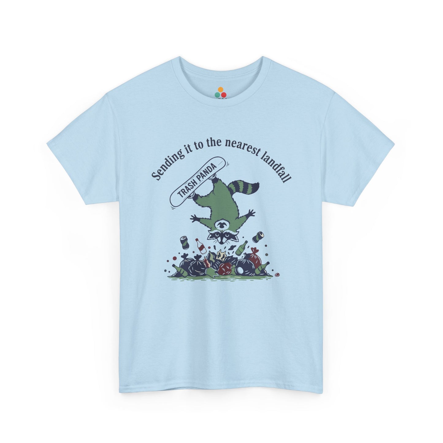 Trash Panda Snowboarding Graphic T-Shirt - "Sending it to the Nearest Landfill" Funny Raccoon Tee | TEEZOCA 