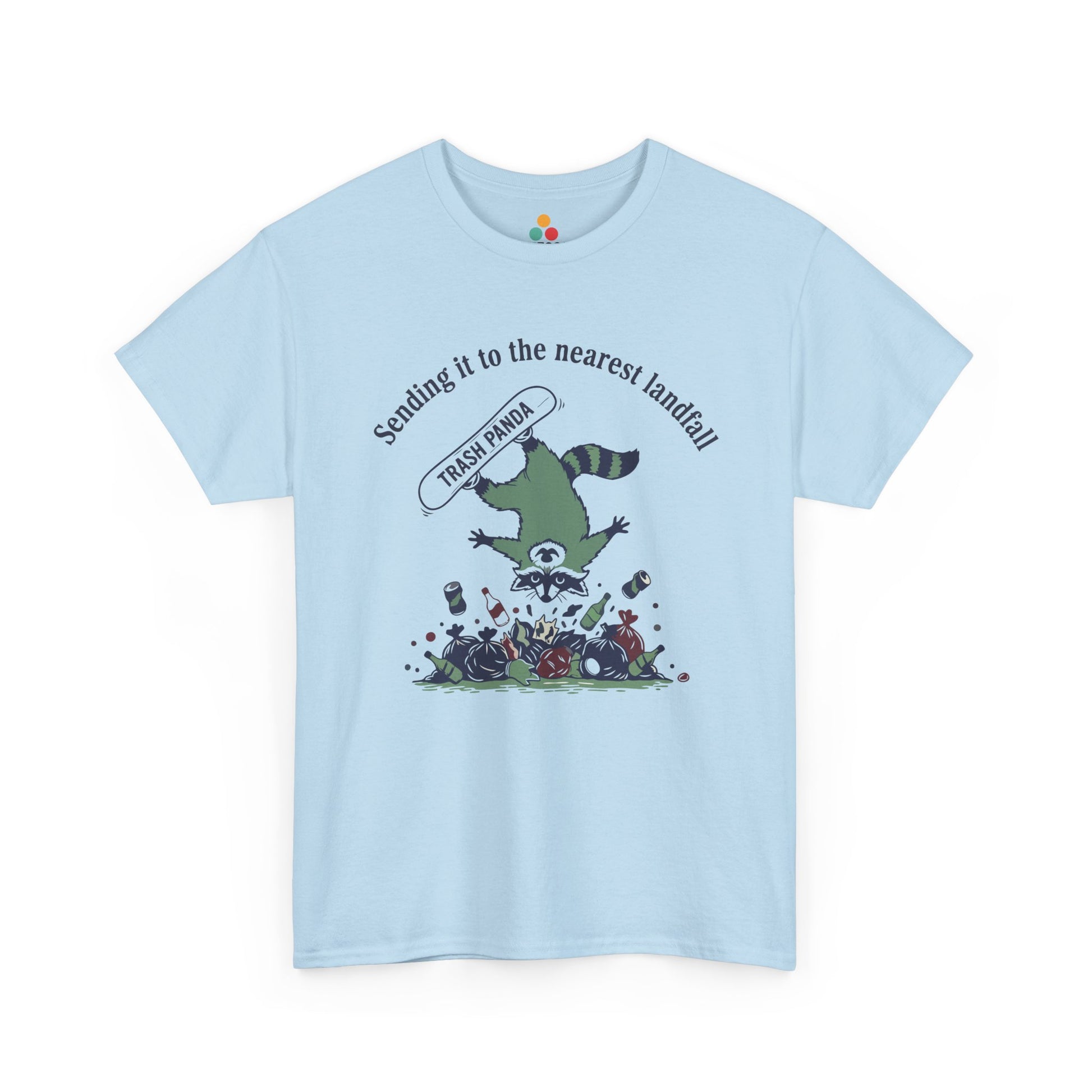 Trash Panda Snowboarding Graphic T-Shirt - "Sending it to the Nearest Landfill" Funny Raccoon Tee | TEEZOCA 