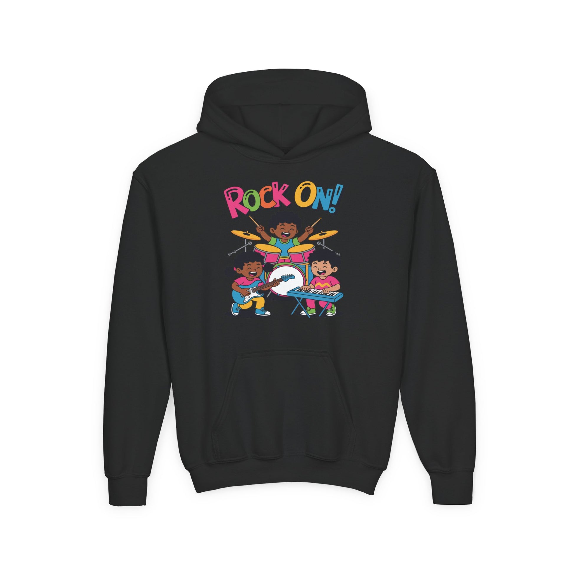 Rock On Kids Hoodie – Fun Music Band Illustration | TEEZOCA 