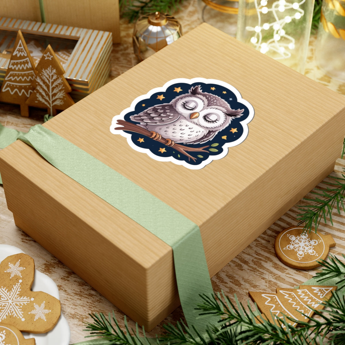 TEEZOCA cute owl sticker for laptop and planner with calm nighttime aesthetic